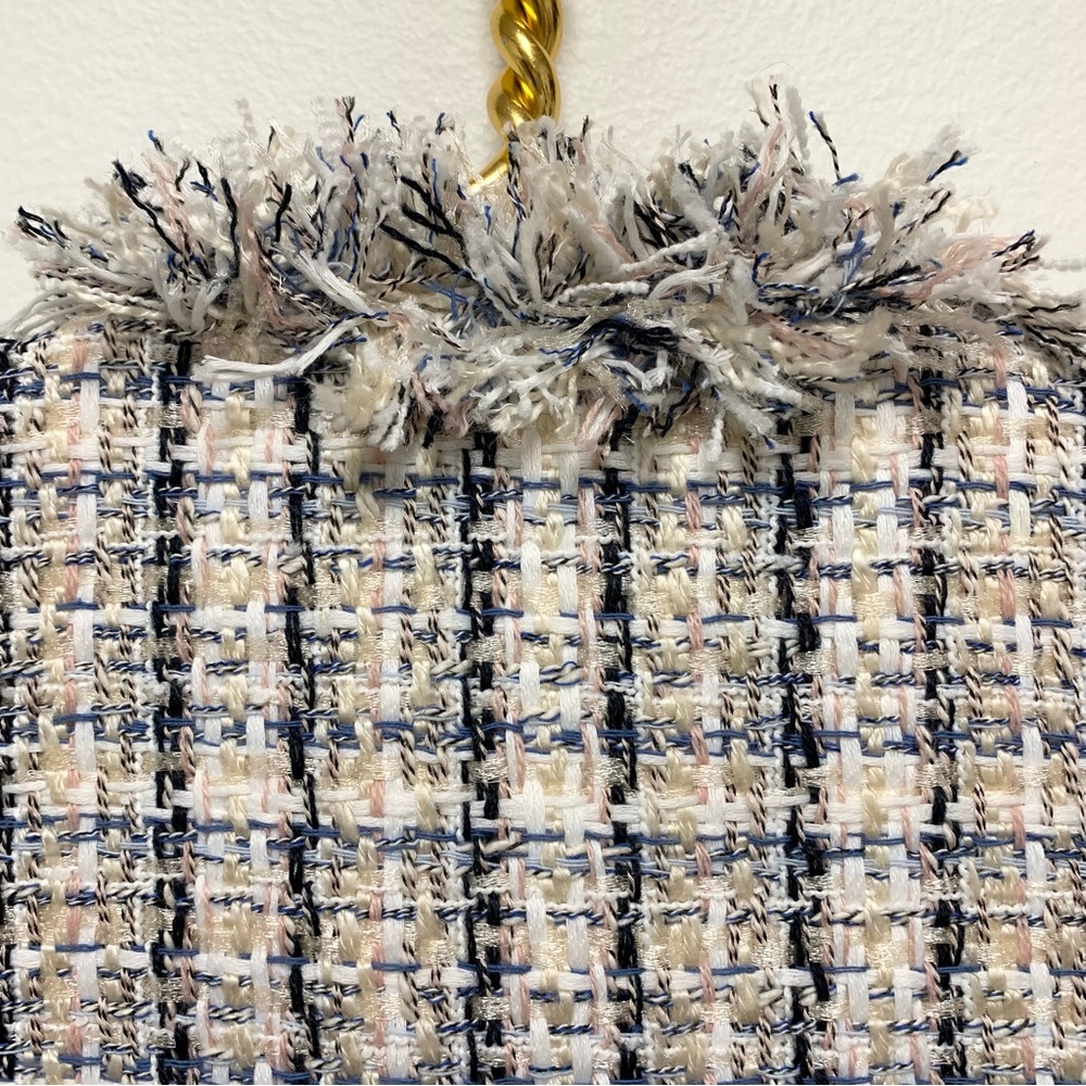 Molci Frayed Tweed Longline Blazer Vest‎ Size 36 / US S Open Front White Multi - Picture 14 of 16